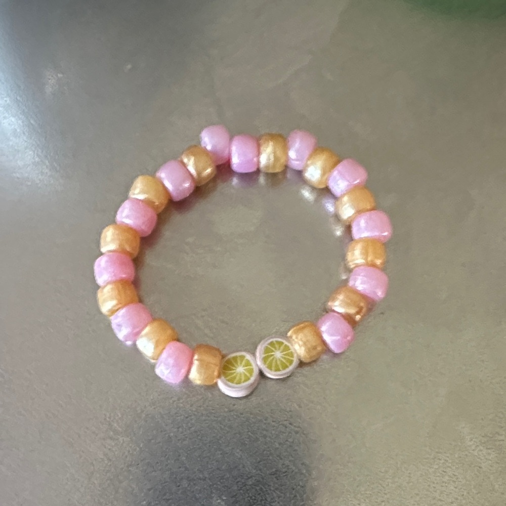 Pink and Gold Beaded Bracelet